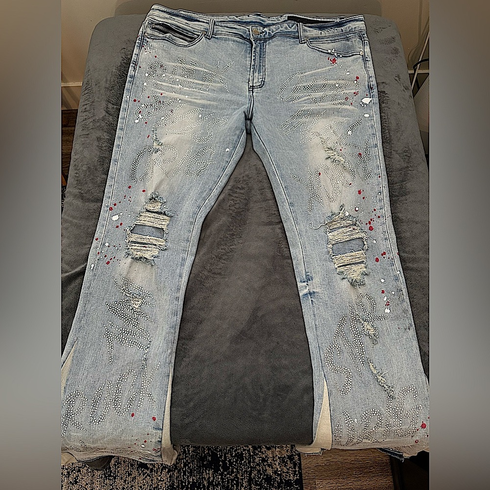 Cato Blue Stacked Flare Jean